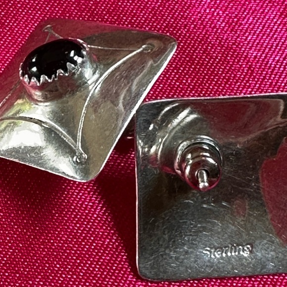 Navajo Black Onyx and Sterling Silver earrings